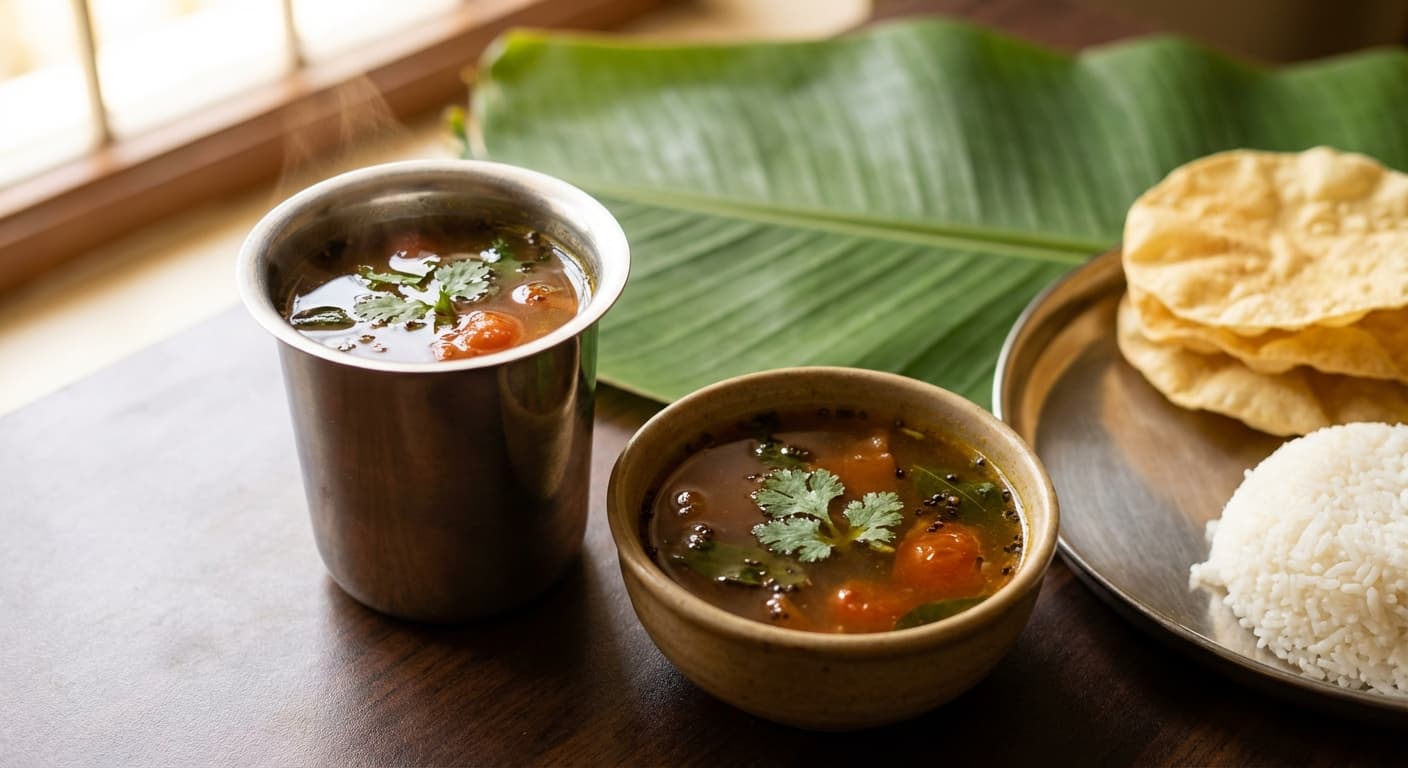Rasam — South Indian Tangy Tomato and Tamarind Broth - authentic indian recipe