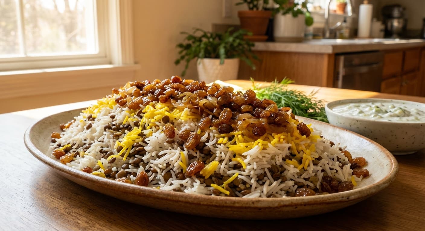 Adas Polo — Persian Lentil Rice - authentic persian recipe