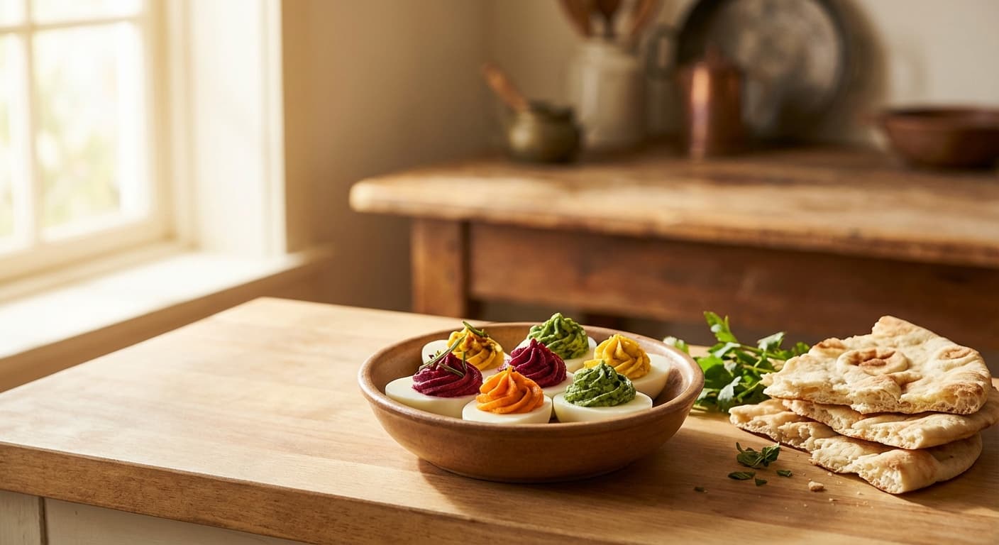 Ardour Tokhm Morgh — Persian-Style Vegetable-Filled Deviled Eggs - authentic persian recipe