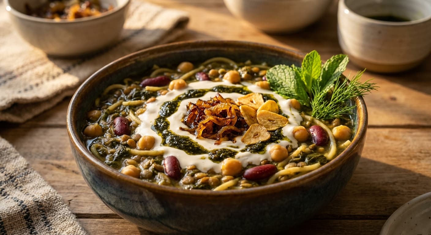 Ash Reshteh — Persian Herb and Noodle Soup - authentic persian recipe