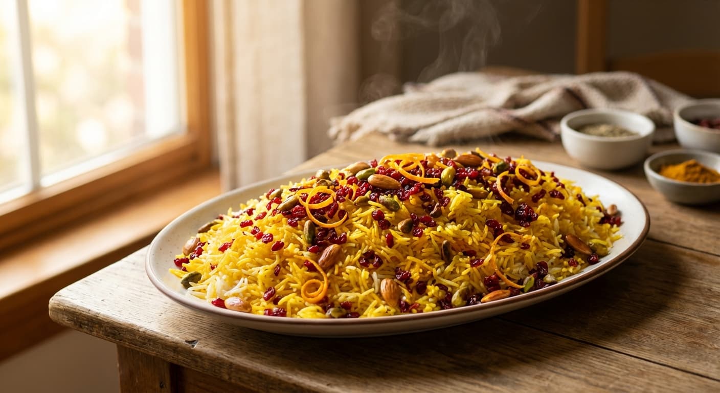 Beranj-e Shirazi — Shiraz-Style Jeweled Rice - authentic persian recipe
