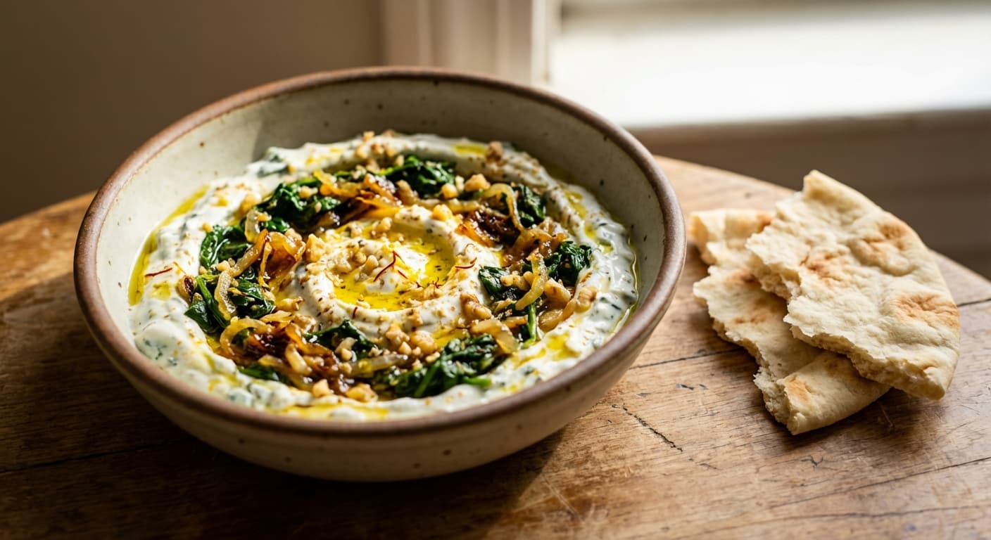 Borani Esfenaj — Persian Spinach and Yogurt Dip - authentic persian recipe