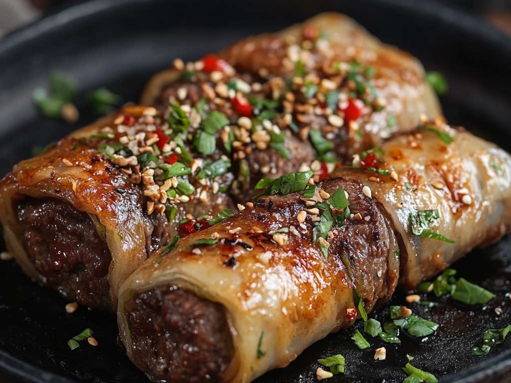 Mediterranean-Style Beef Steak Roll with Vegetables