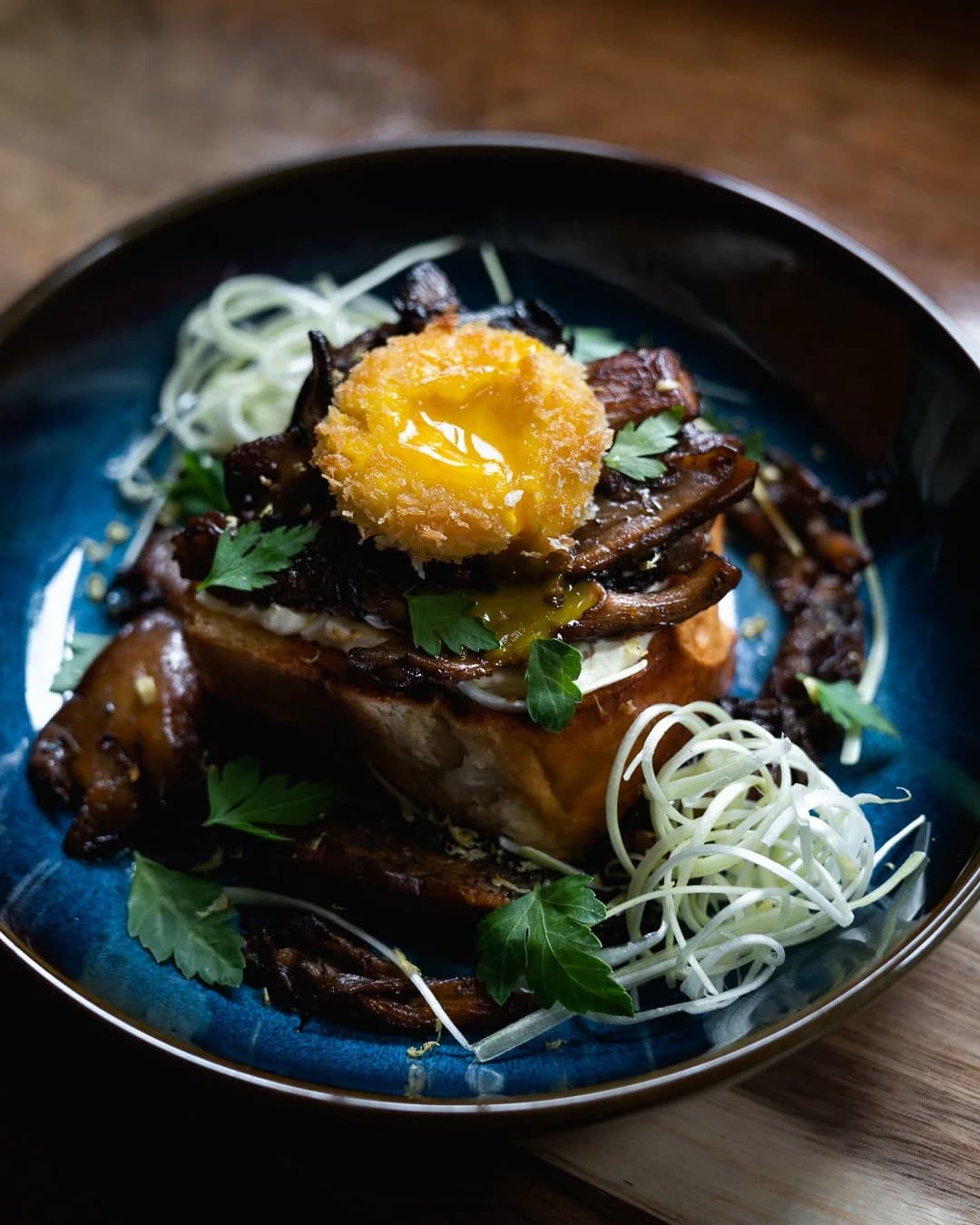 Creamy Mushroom Ragout in Toasted Brioche