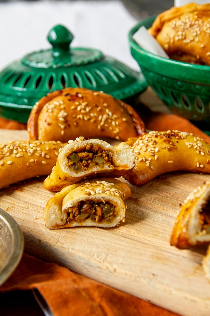 Golden Vegetable Piroshki with Mushroom & Cheese Filling