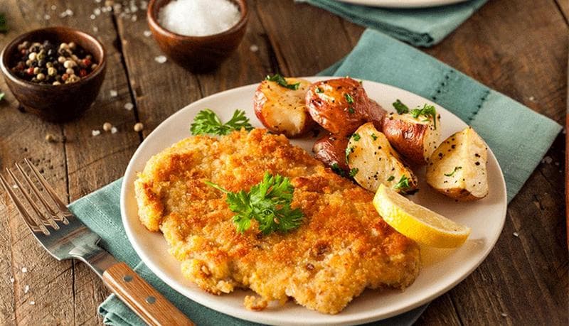 Saffron Ostrich Schnitzel (Shensel Shotormorgh)