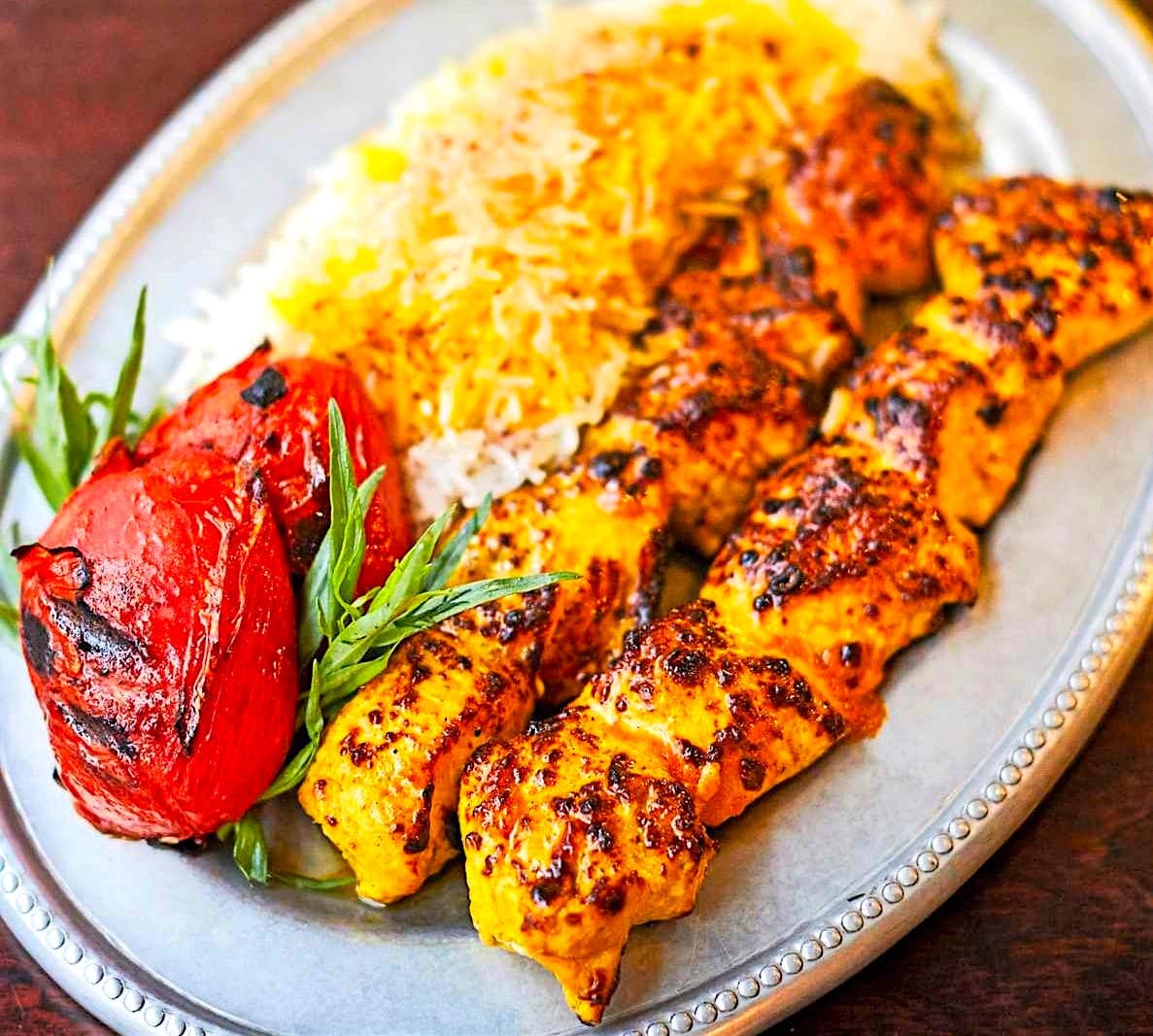 Classic Persian Joojeh Kabab with Tangy Herb Dressing