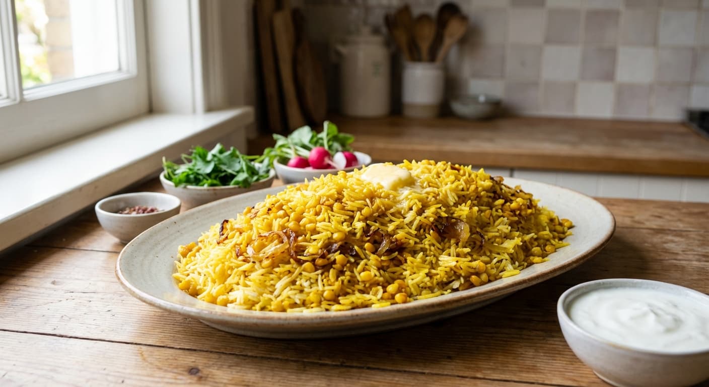 Dampokhtak — Persian Turmeric Rice with Yellow Split Peas - authentic persian recipe