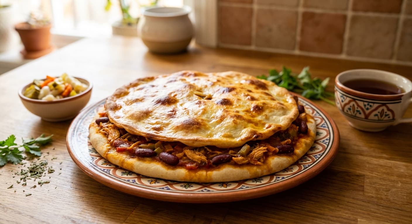Pizzaye Do Tarafeh Lobia Ghermez — Persian Dual-Sided Red Bean & Chicken Pizza - authentic persian recipe