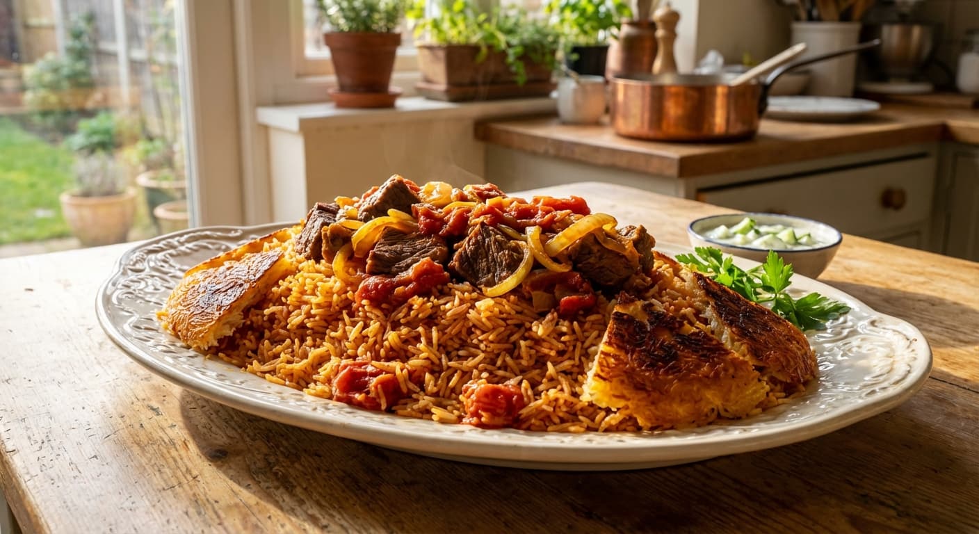 Eslamboli Polo — Persian Tomato Rice with Beef - authentic persian recipe