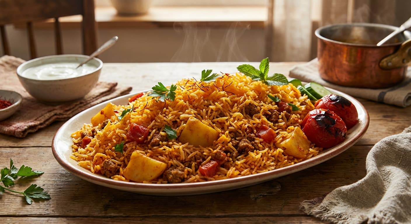 Estamboli Polo — Persian Tomato and Potato Rice - authentic persian recipe