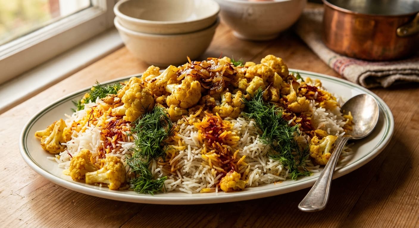 Gol Kalam Polow — Persian Cauliflower Pilaf - authentic persian recipe