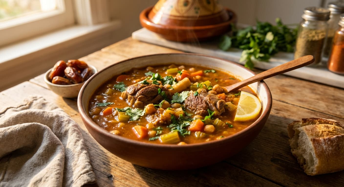 Harira Marrakchia — Moroccan Lamb and Chickpea Soup - authentic international recipe