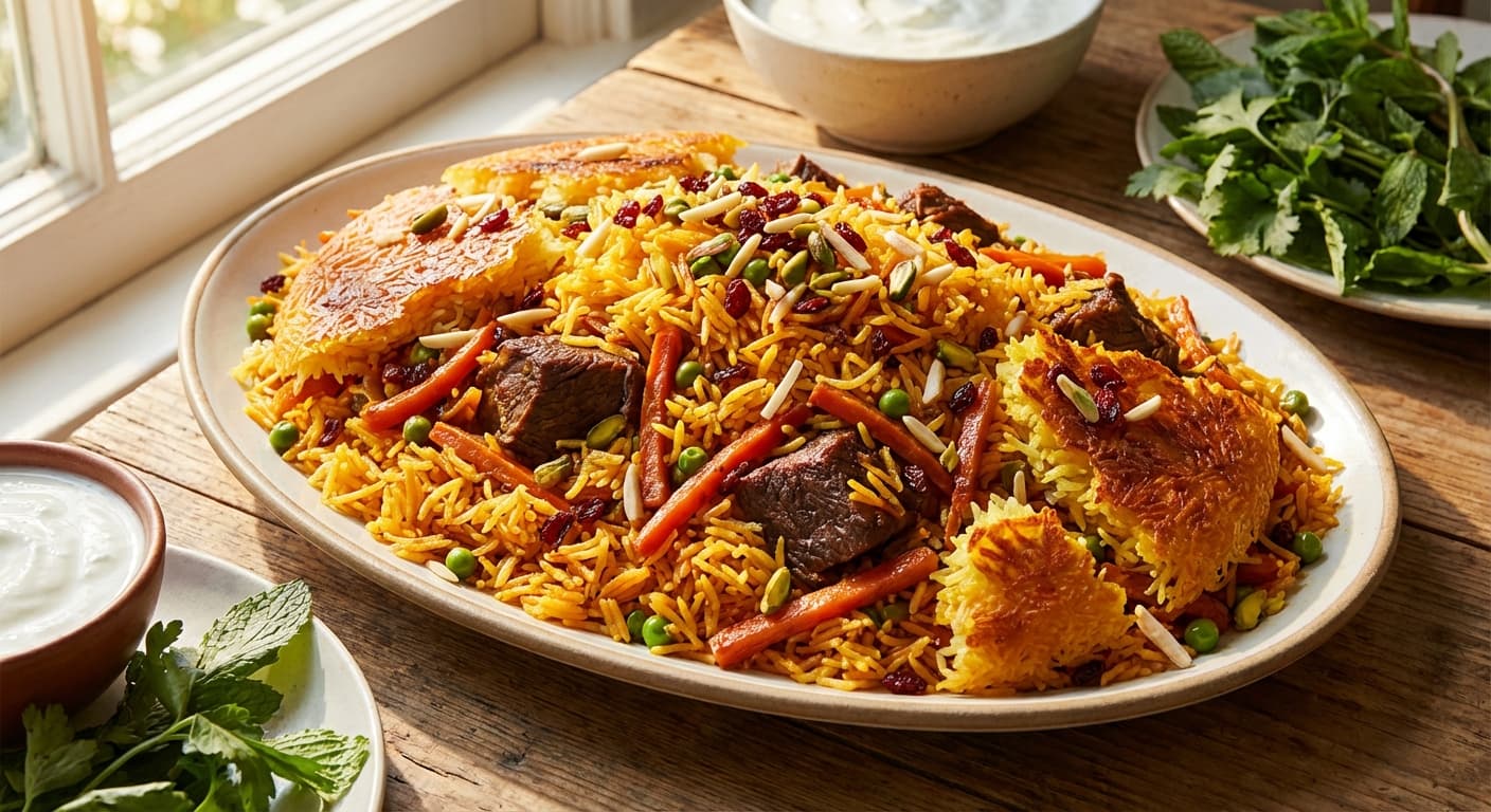 Havij Polow — Persian Carrot and Beef Rice - authentic persian recipe