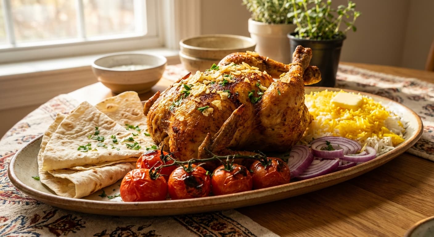 Joojeh Kebab-e Sokhari — Persian Oven-Roasted Whole Lemon Chicken - authentic persian recipe