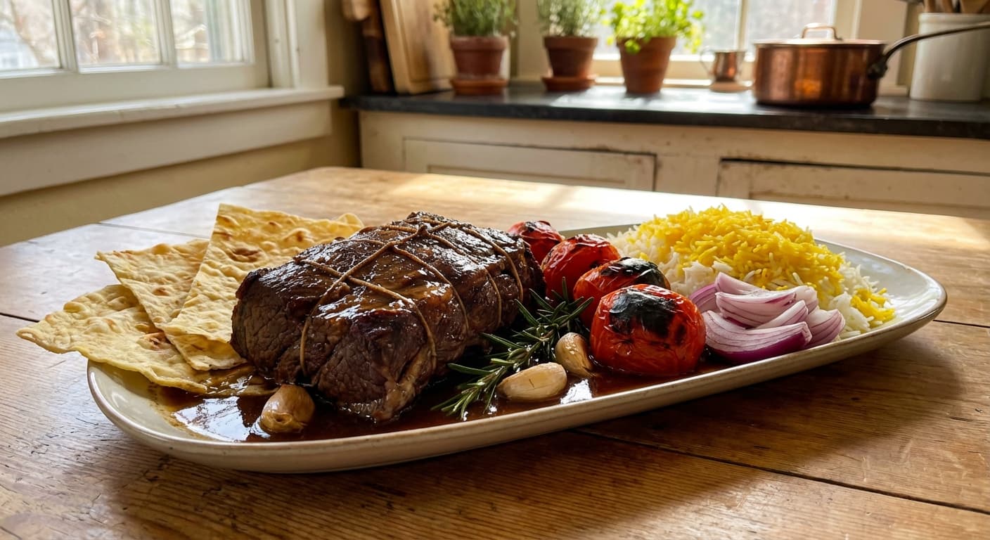Kabab Goosht Gav — Slow-Braised Rosemary Roast Beef - authentic persian recipe