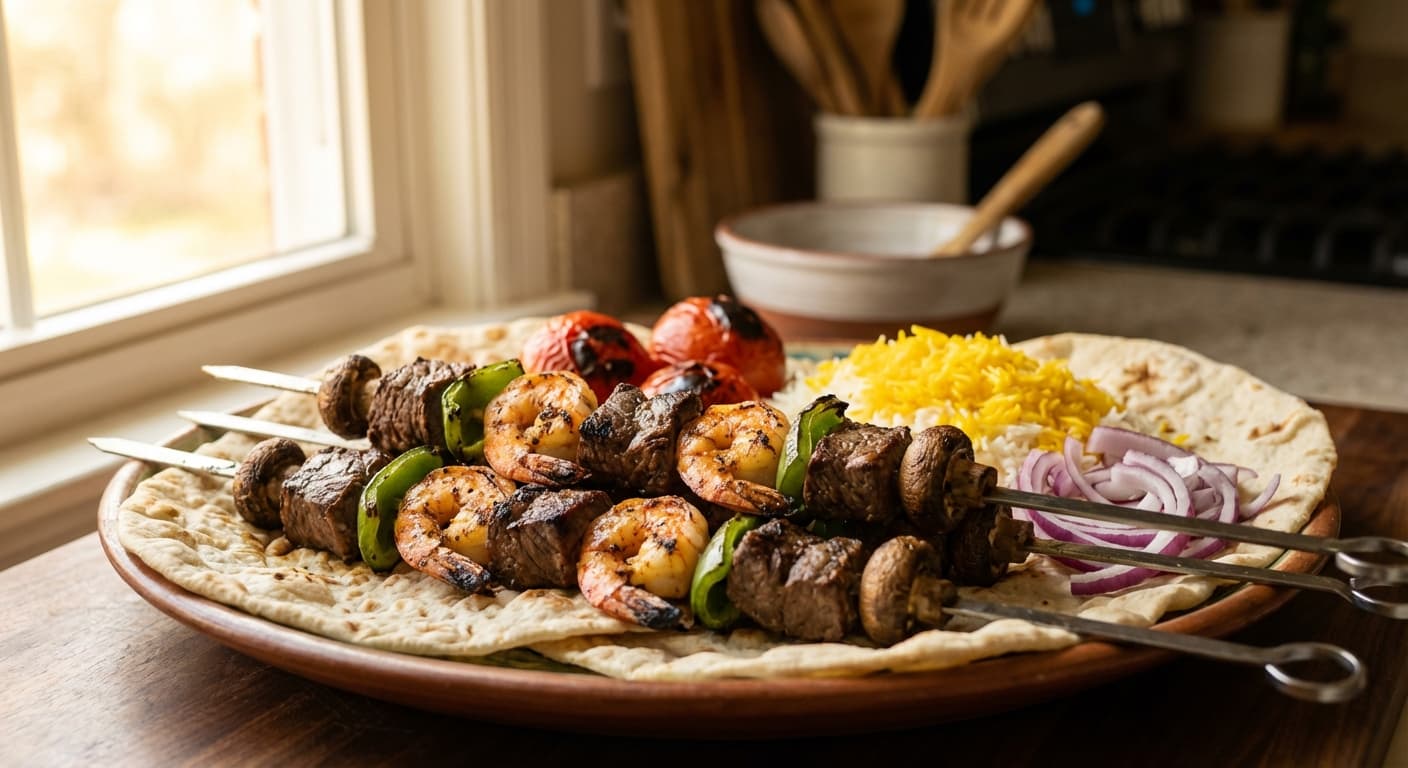 Kabab Meygoo — Persian Surf & Turf Skewers - authentic persian recipe