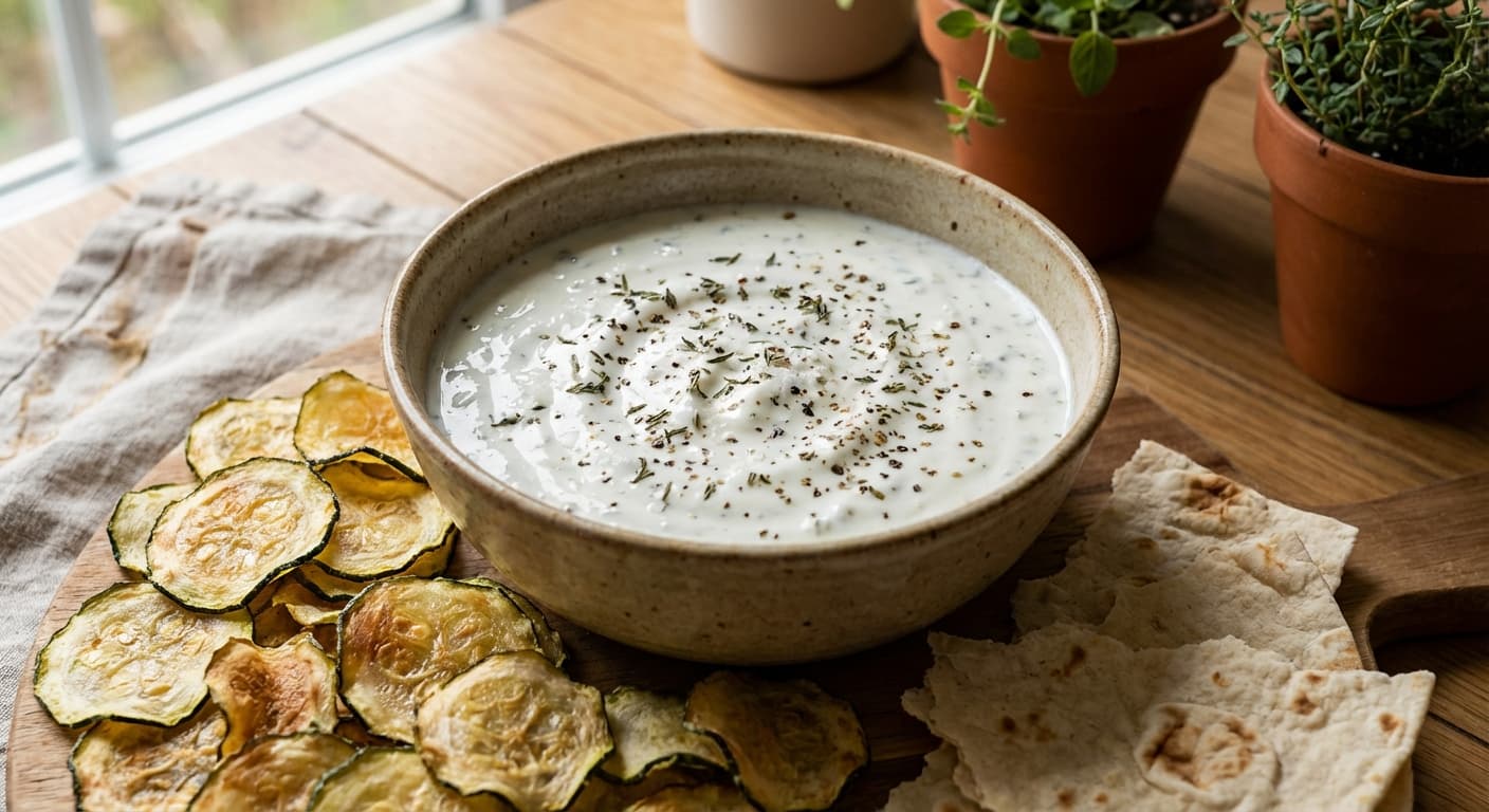 Kadoo Sorkh Shodeh — Crispy Zucchini Chips with Shallot Yogurt Dip - authentic persian recipe