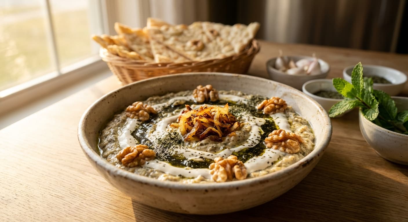 Kashk-e Bademjan — Persian Smoked Eggplant & Fermented Whey Dip - authentic persian recipe