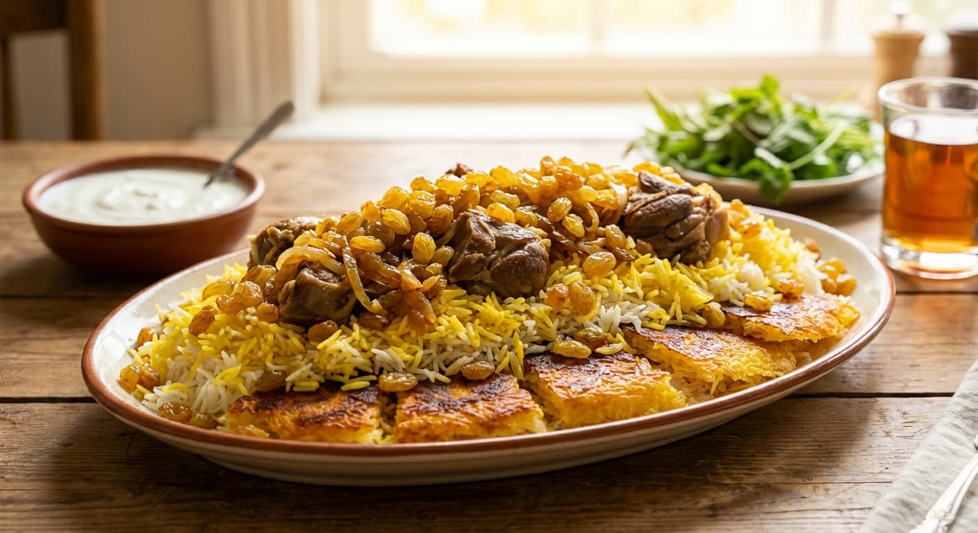 Kashmish Polow — Persian Raisin Rice with Lamb - authentic persian recipe