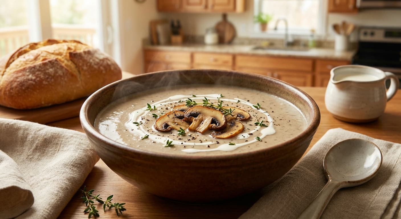 Kerm-e Gharch — Persian Cream of Mushroom Soup - authentic persian recipe