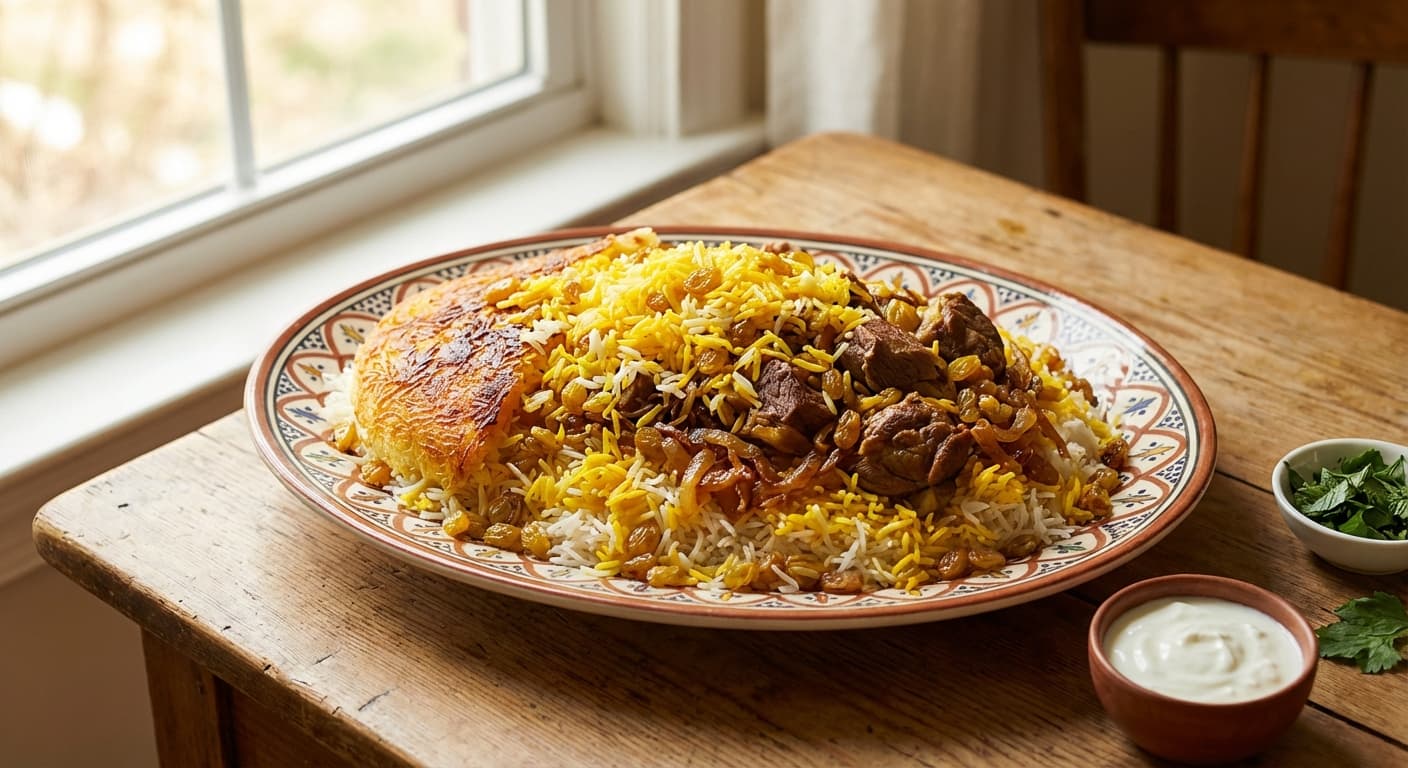 Keshmesh Polow — Persian Raisin Rice with Lamb - authentic persian recipe