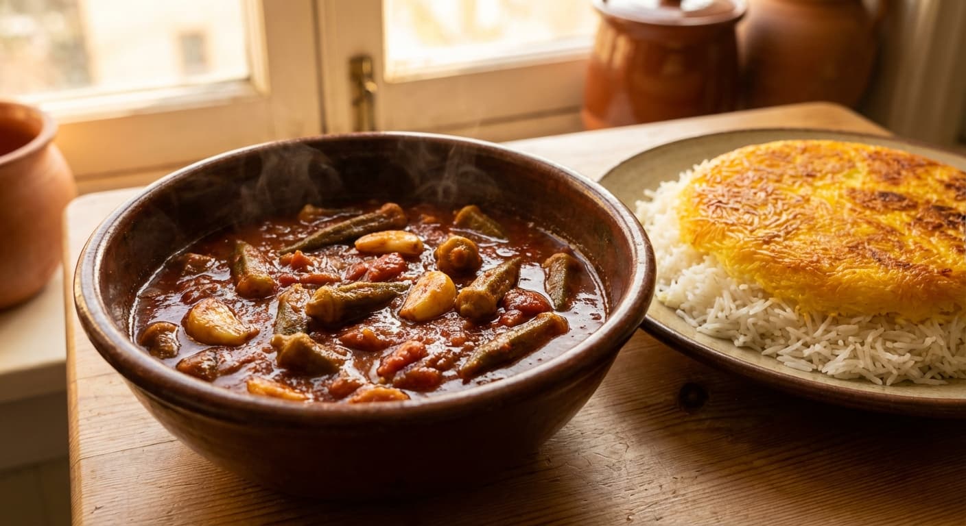 Khoorak Bamiyeh — Persian Okra and Tomato Stew - authentic persian recipe