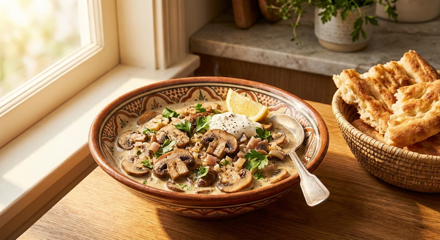 Khoorak-e Gharch — Persian Creamy Mushroom Medley - authentic persian recipe