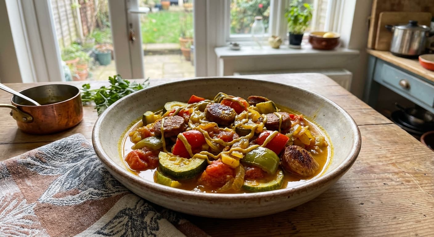 Khorak Kadoo ba Sosis — Persian Zucchini and Sausage Medley - authentic persian recipe
