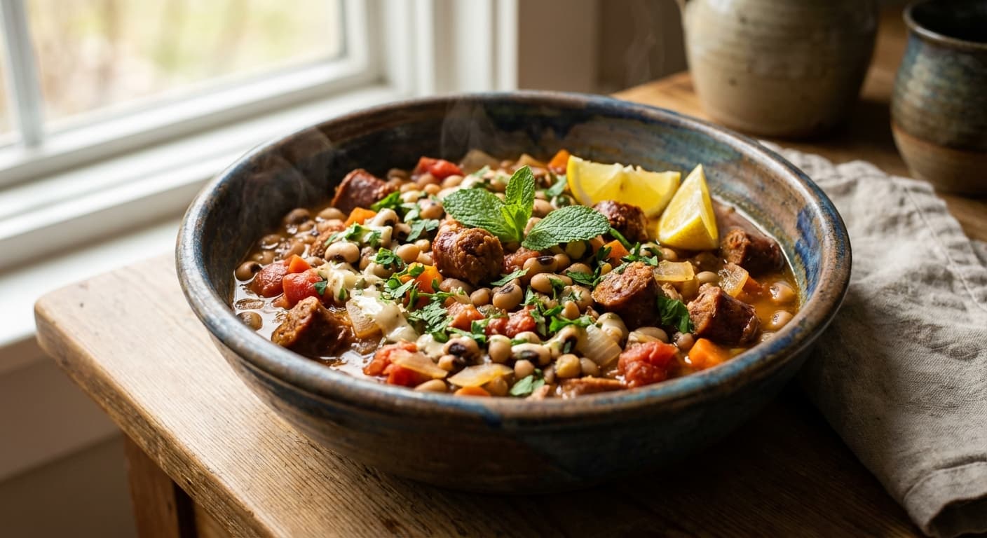 Khorak-e Loobia Chashm Bolboli — Persian Black-Eyed Pea & Sausage Medley - authentic persian recipe