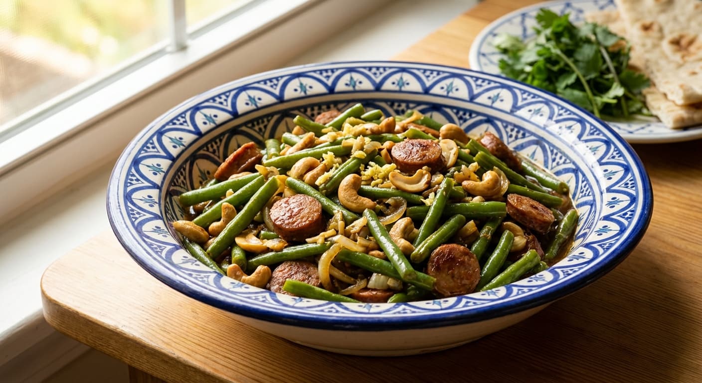 Khorak-e Loobia Sabz — Persian-Style Green Bean and Sausage Medley - authentic persian recipe