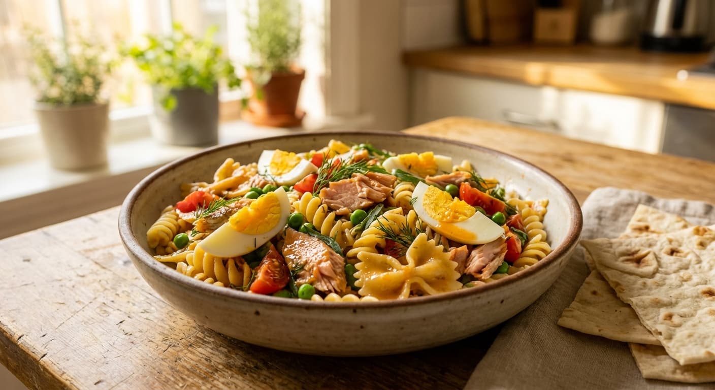 Khorak Macaroni ba Mahi — Persian Smoked Fish Pasta Salad - authentic persian recipe