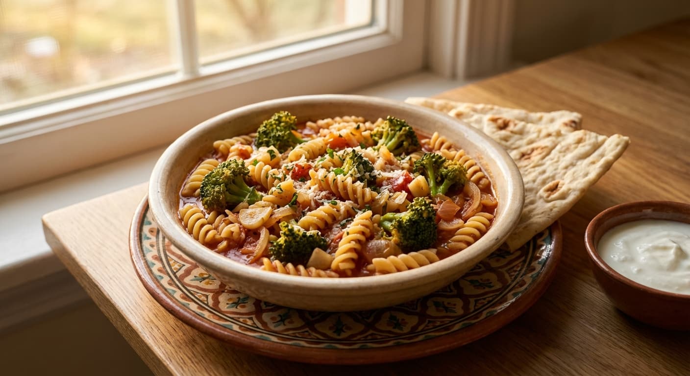 Khorak Makaroni va Broccoli — Persian-Style Pasta with Broccoli - authentic persian recipe