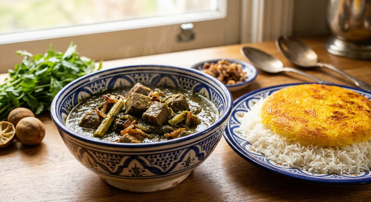 Khorash-e Kangar — Persian Herb Stew with Kangaroo and Lamb - authentic persian recipe