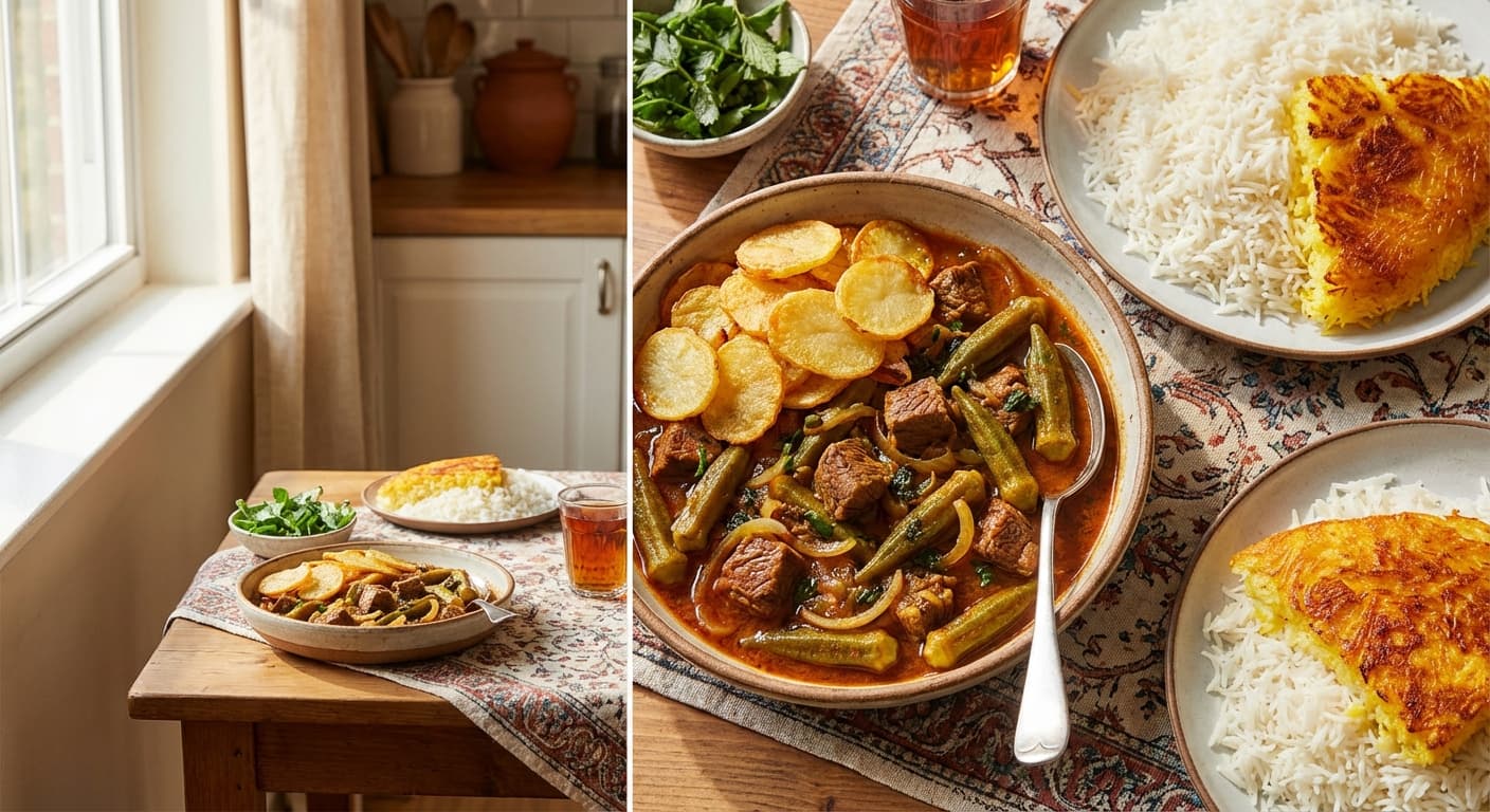 Khoresh Bamiyeh — Persian Okra Stew with Tamarind - authentic persian recipe