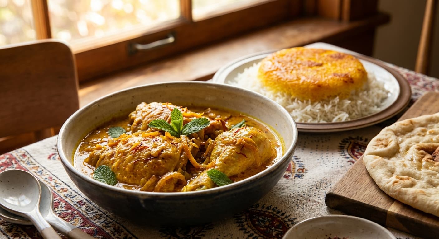 Khoresh-e Mast — Persian Saffron Yogurt Chicken Stew - authentic persian recipe