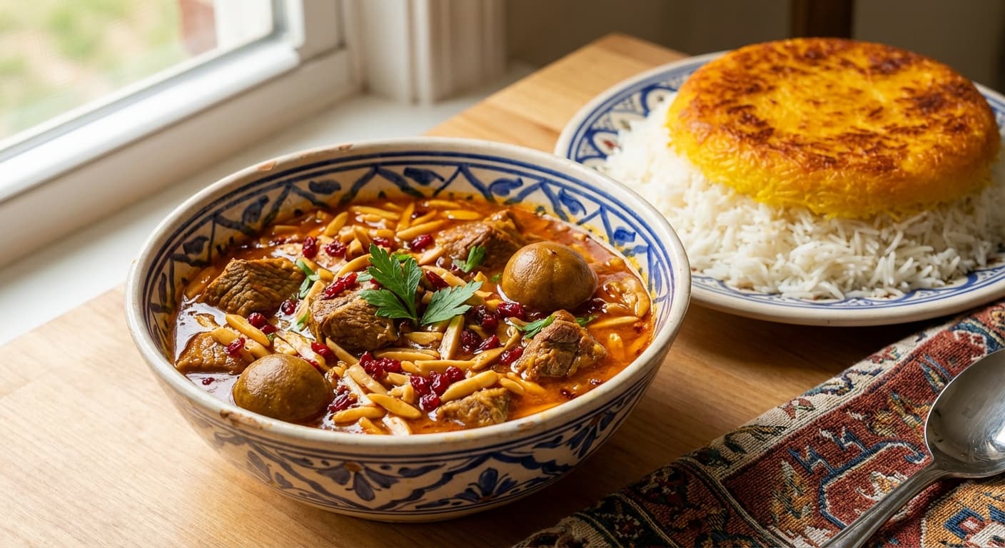Khoresh Khelal Badam — Kermanshahi Almond Stew - authentic persian recipe