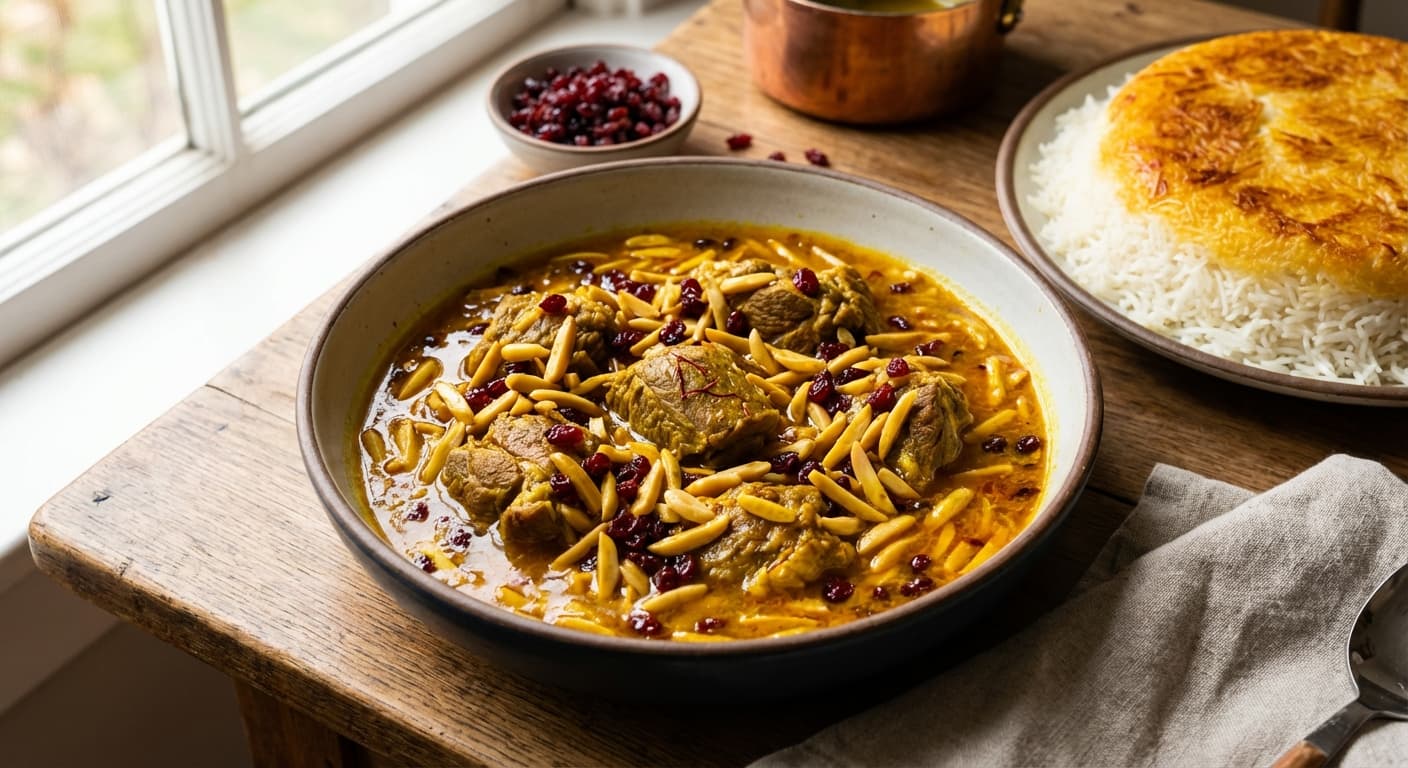 Khoresht-e Khelal — Kermanshahi Almond Stew - authentic persian recipe