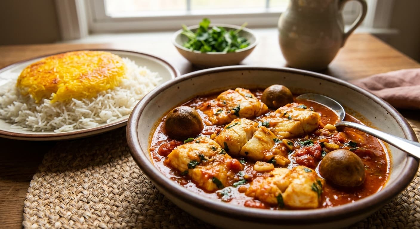 Khoresht-e Mahi — Persian Sour Fish Stew with Dried Lime - authentic persian recipe