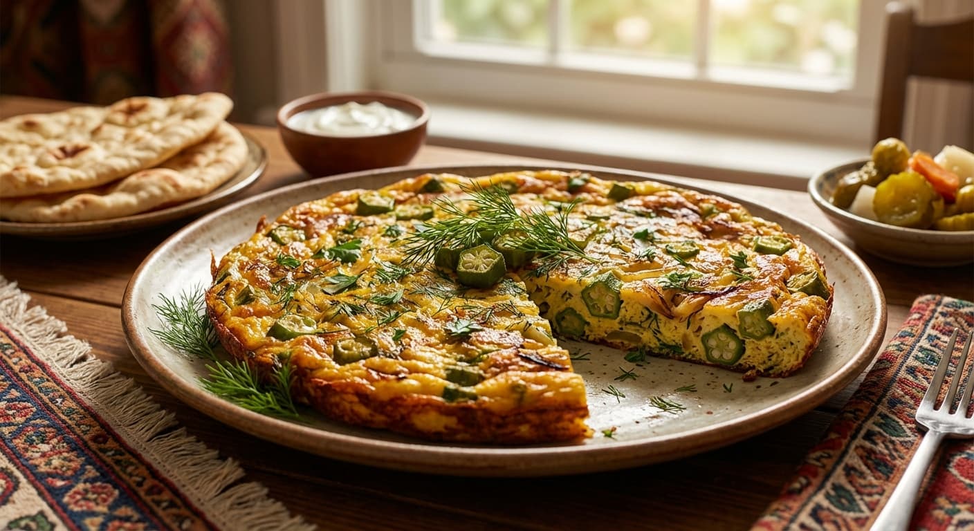 Kookoo Baamieh — Persian Okra Frittata - authentic persian recipe