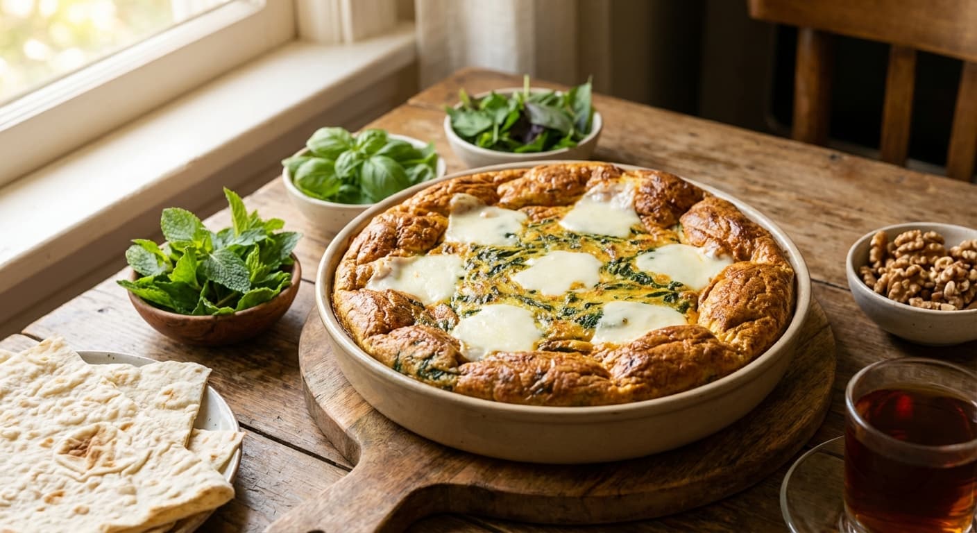 Kookoo Esfenaj Ba Panir Pizza — Persian Spinach Frittata with Mozzarella - authentic persian recipe