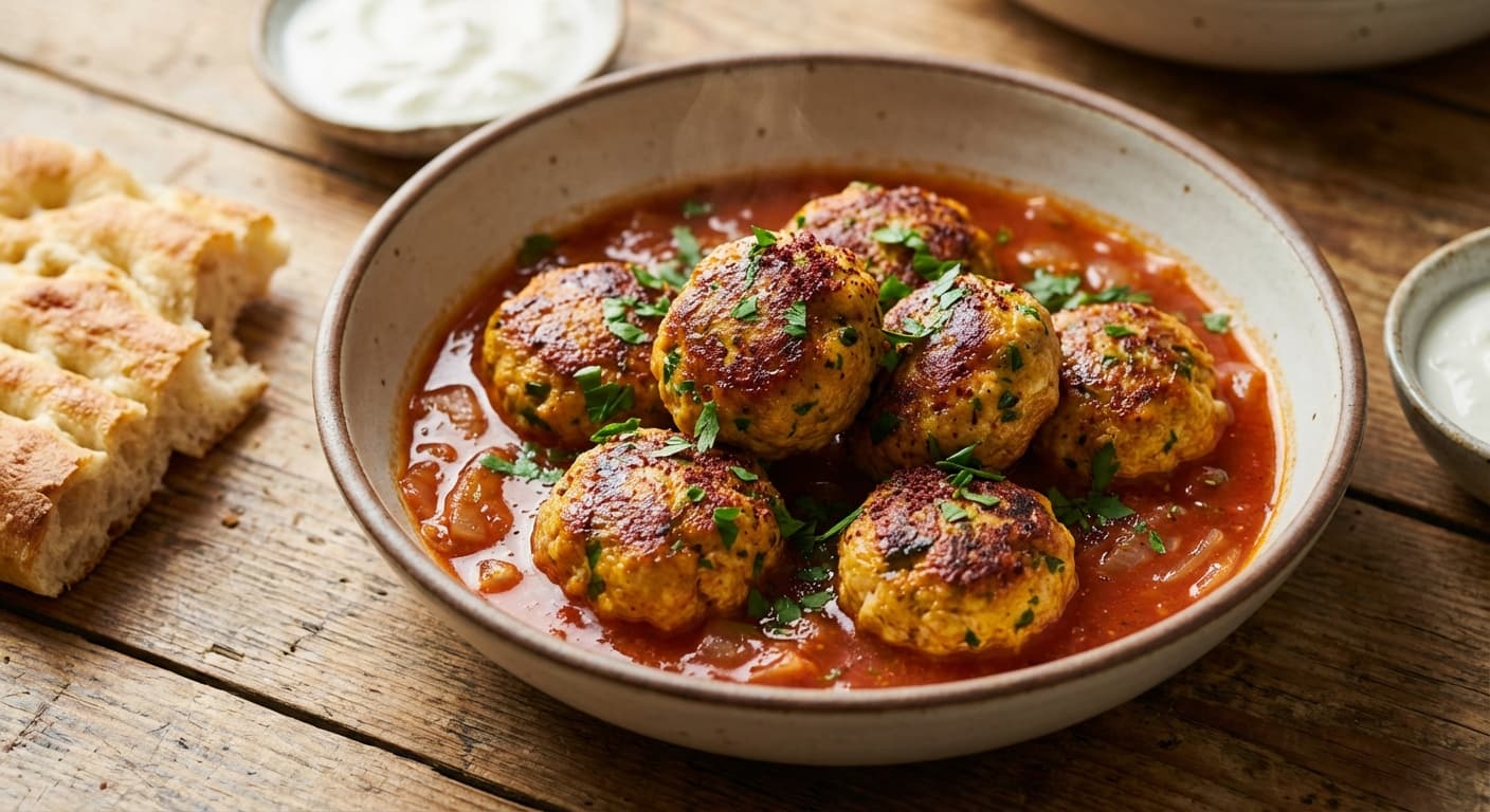 Kufteh Ghelgheli Ba Morgh — Persian-Style Pan-Seared Chicken & Mozzarella Meatballs - authentic persian recipe