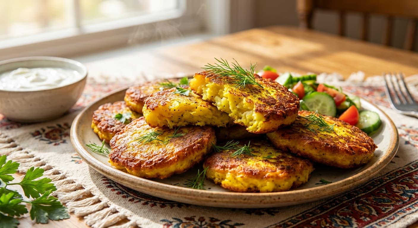 Kuku Sibzamini — Persian Saffron Potato Patties - authentic persian recipe