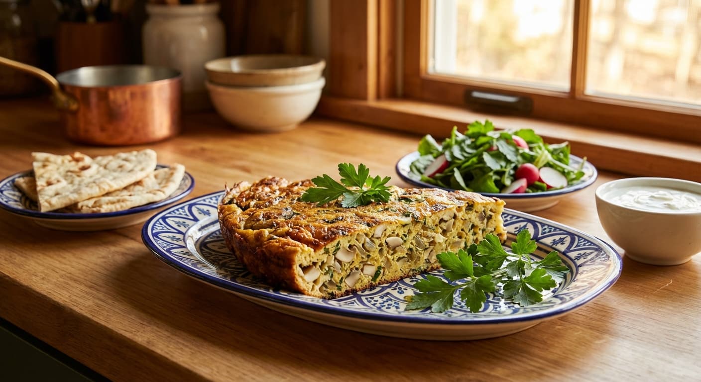Kuku-ye Gharch — Persian Mushroom Frittata - authentic persian recipe