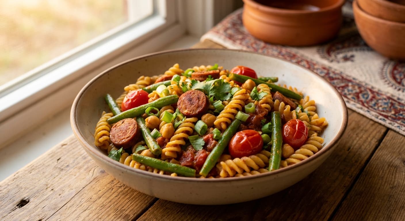 Macaroni ba Loobia Sabz — Persian-Style Pasta with Green Beans - authentic persian recipe