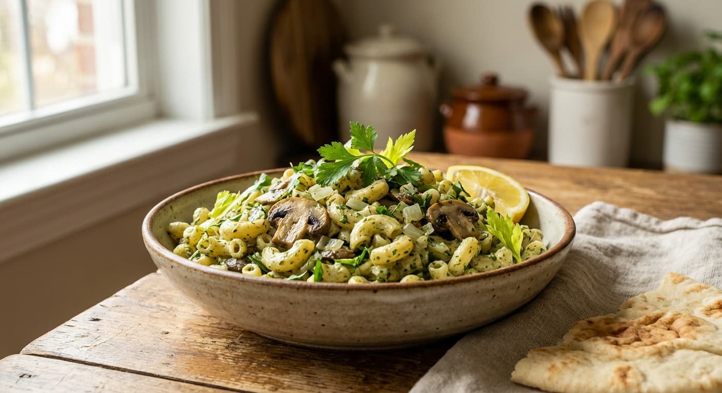 Macaroni ba Sos-e Gherona — Persian Herb Cream Pasta Salad - authentic persian recipe