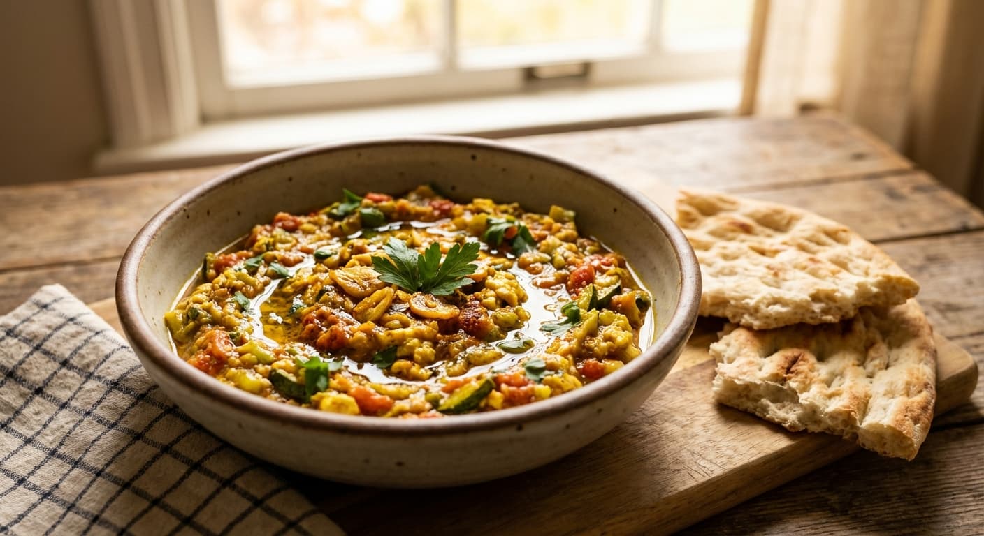 Mirza Ghasemi-ye Kadoo — Persian Zucchini & Egg Tomato-Garlic Dip - authentic persian recipe