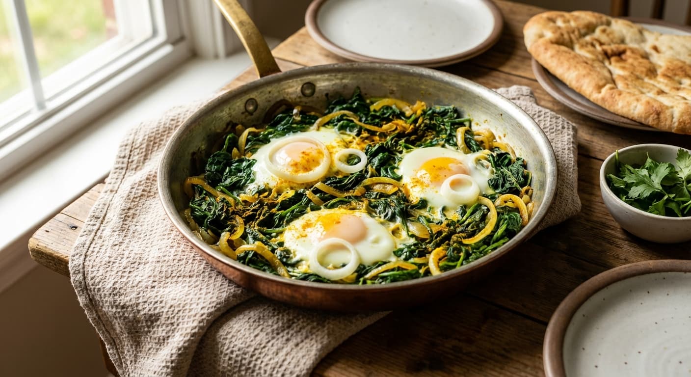 Nargesi — Persian Spinach and Egg Skillet - authentic persian recipe