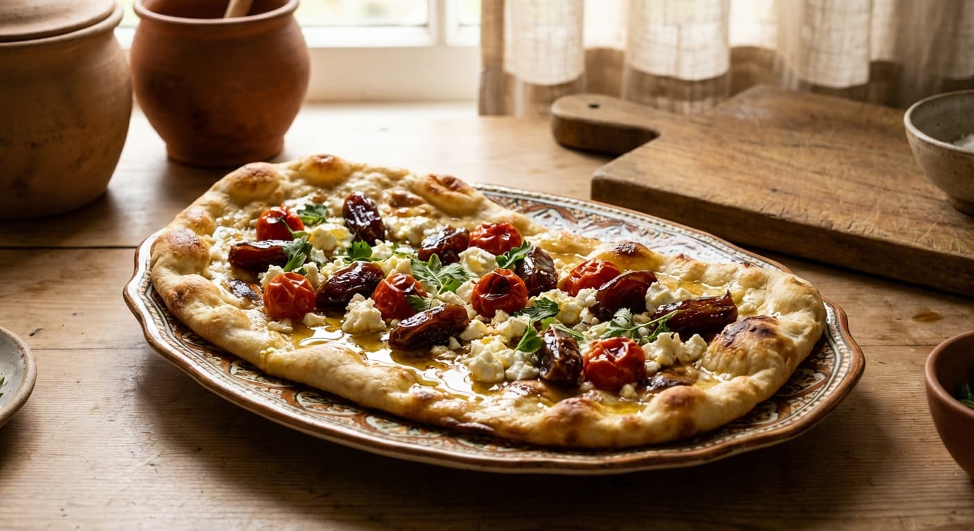 Noon-e Khorma — Persian-Inspired Date & Cheese Flatbread - authentic persian recipe