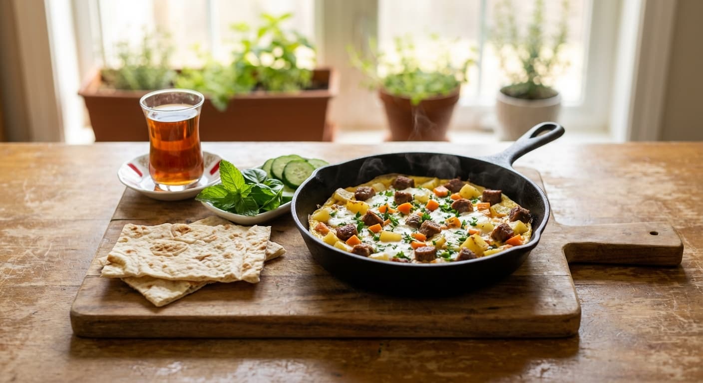 Omelet-e Kalbas — Persian-Style Sausage Omelet - authentic persian recipe